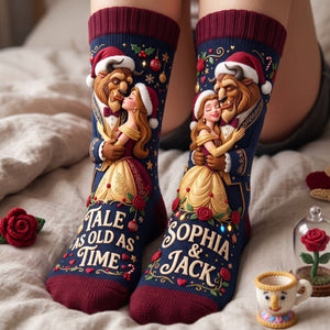 Fairytale Couple Middle Tube Socks - Personalized Gifts For Couples 01TYTA170926
