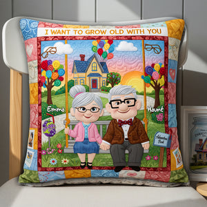 Growing Old Couple Square Pillow - Personalized Gifts For Couple 04OHLU190625