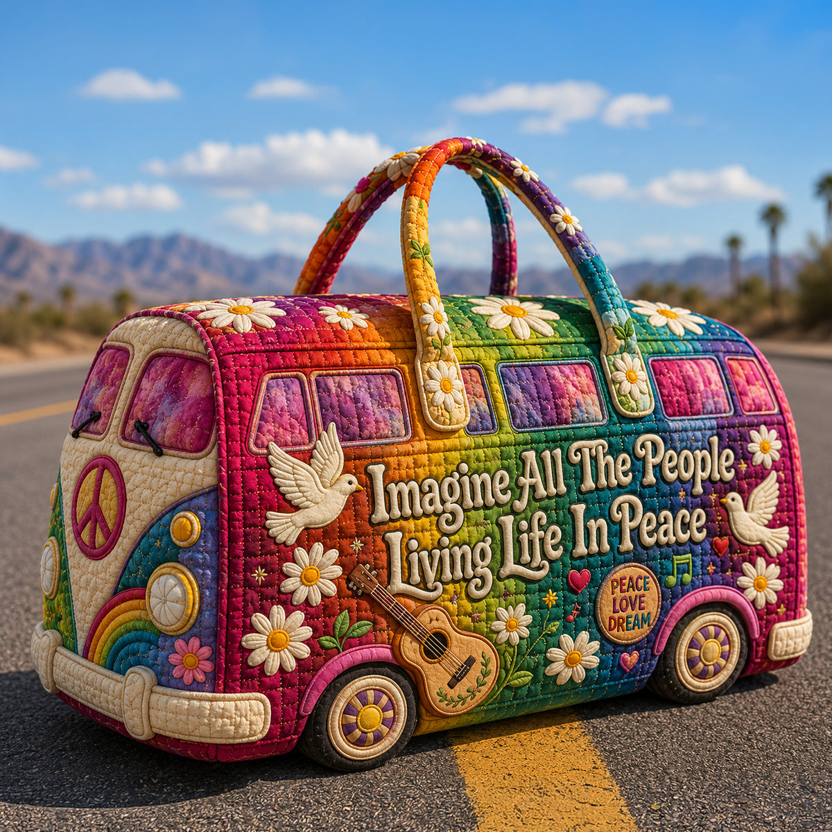 Hippie Quilted Duffle Bag - Personalized Gifts 04natn300626