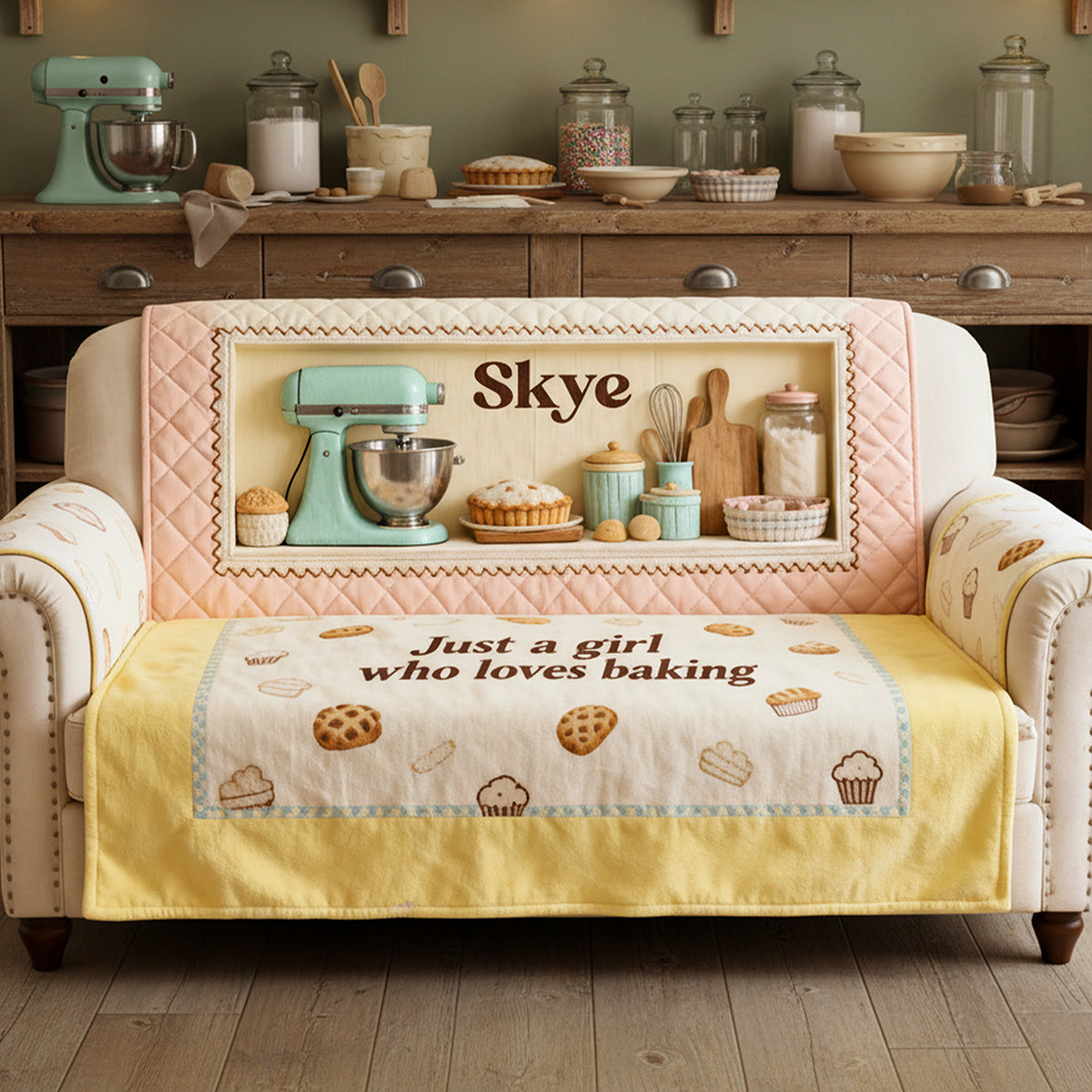 Baked With Love Quilted Sofa Cover - Personalized Gifts For Baking Lovers 02KITA260126