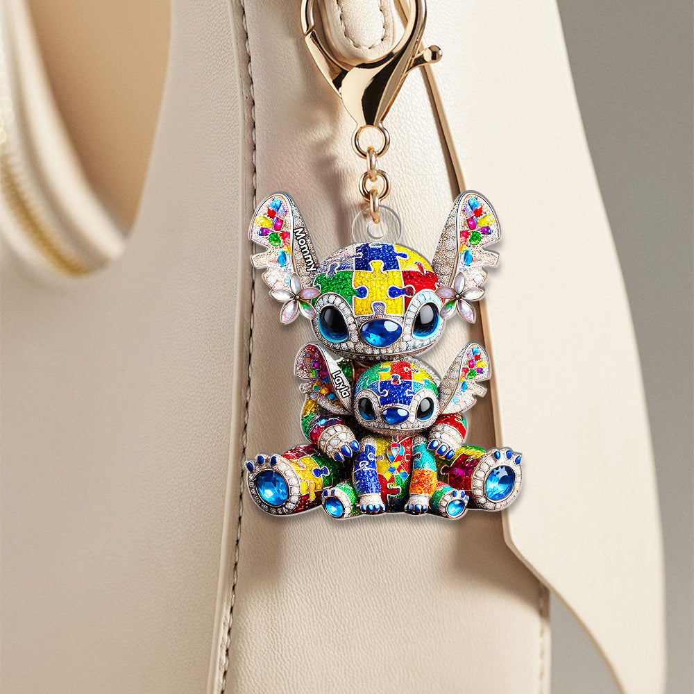 Personalized Gift For Autism Mom Acrylic Keychain Mama Holding Her Little One-Homacus