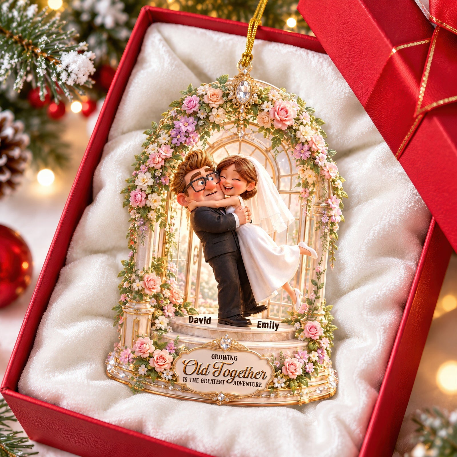 Hugging Couple Ornament - Personalized Gifts For Couple Christmas Ornament 06TTQN180926