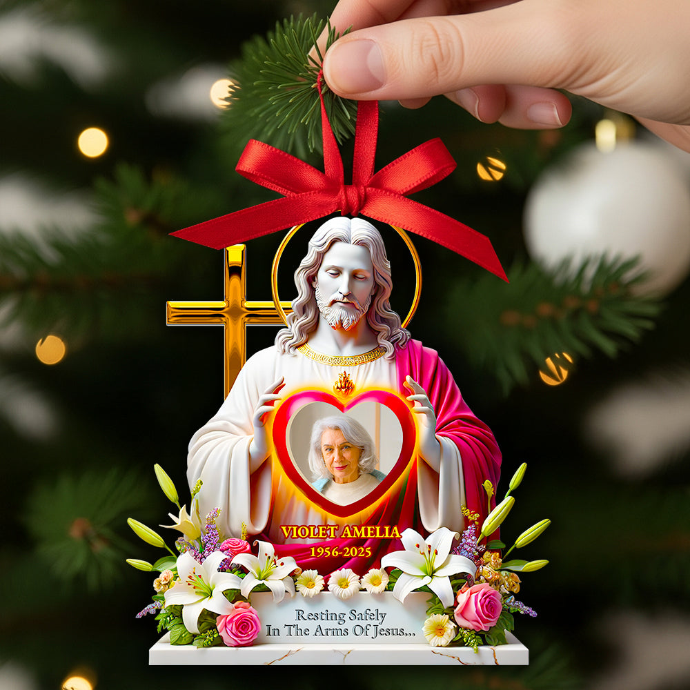 Memorial Jesus Ornament Custom Photo Gifts For Heaven 01HUDT090925