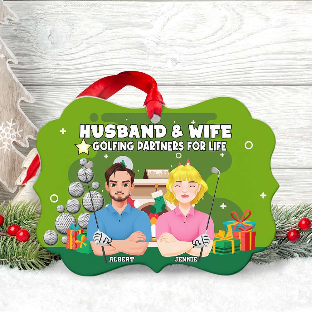 Personalized Gifts For Couples Love Golf, Christmas Medallion Ornament 03TOLU281024PA - Ornament - GoDuckee