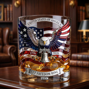 American Eagle Bring Liberty Bell Drinking Glass - Personalized Gifts For Patriots 04qhdh060626