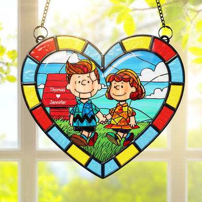 Cartoon Couple Hand In Hand Suncatcher Ornament - Personalized Gifts For Couple 05ohqn130825