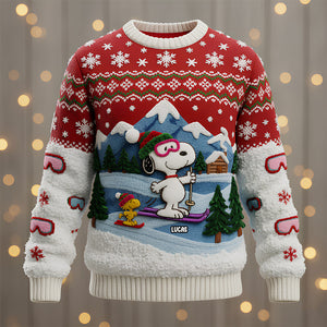 Happy Skiing Christmas - Personalized Gifts For Cartoon Lovers Ugly Sweater 06patn211025