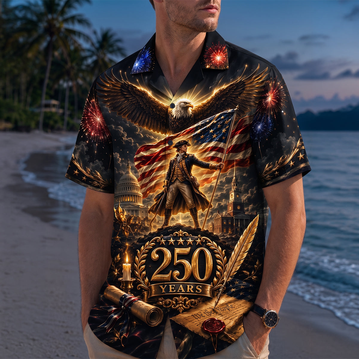 Proud American - Celebrated America 250th Anniversary Hawaiian Shirt - Personalized Gifts For Patriots 03todt090626