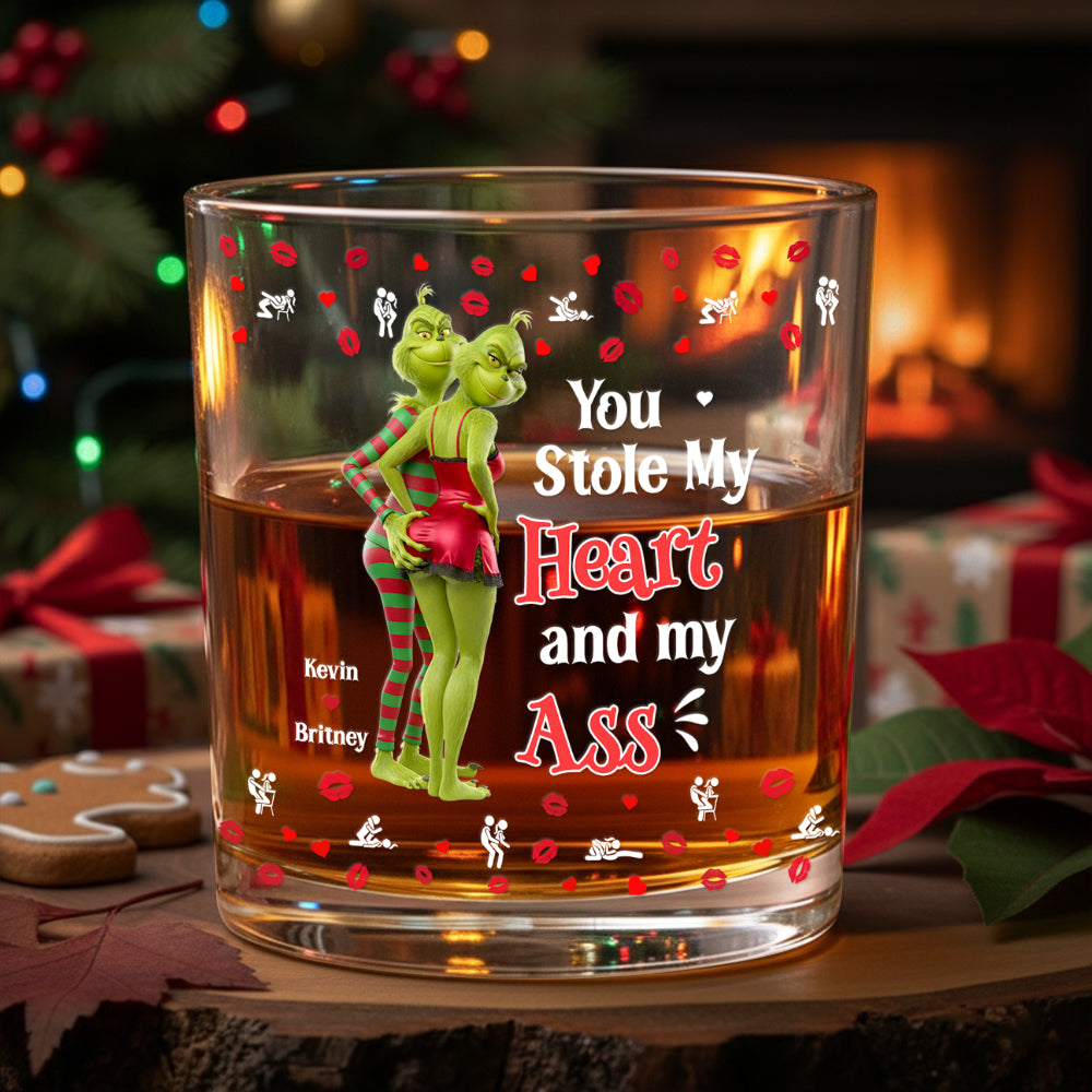 Cheeky Green Couple Christmas Glass Mug Personalized Gifts For Couple 03NADT150925
