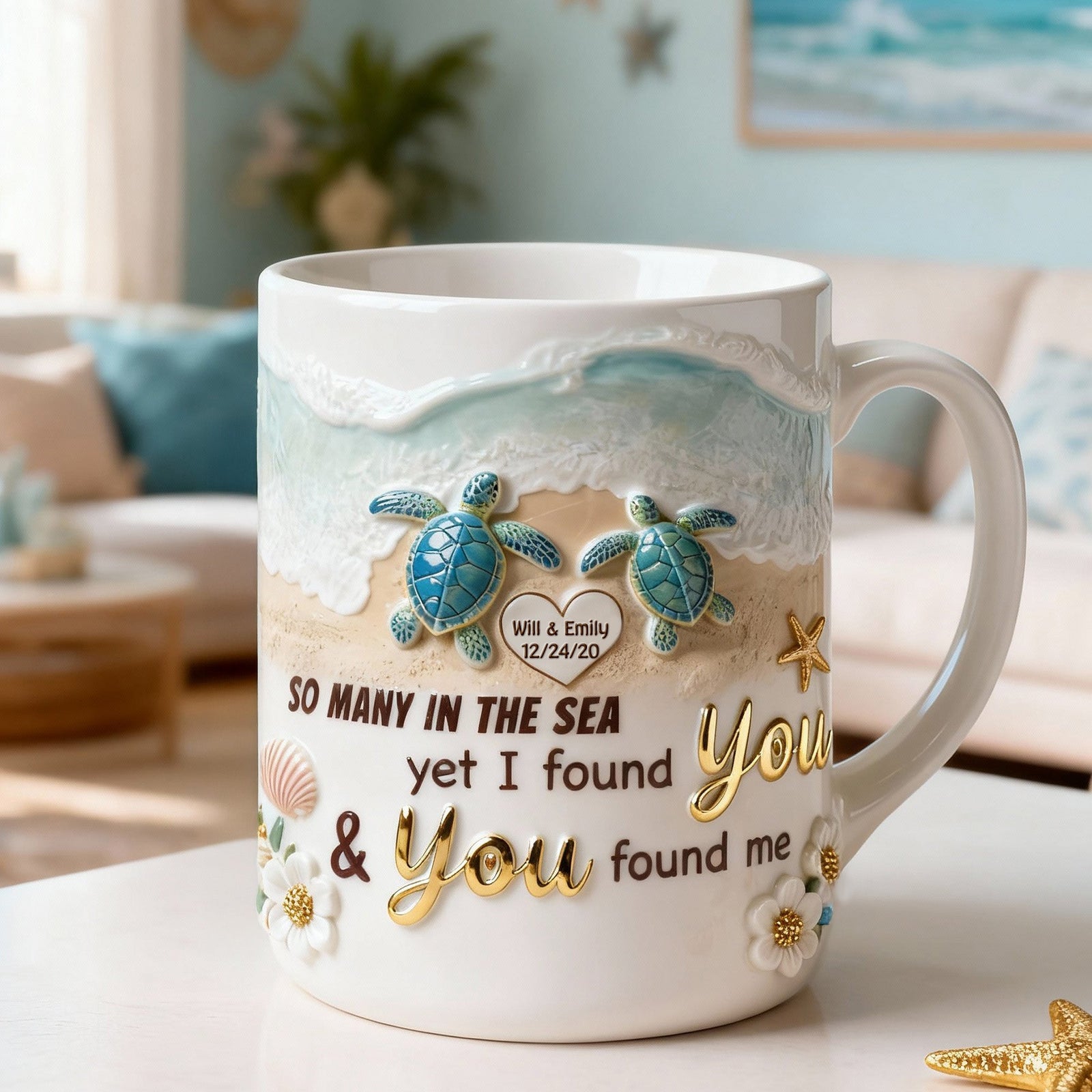 Turtle Couple Coffee Mug - Personalized Gifts For Couple 04tomg150126