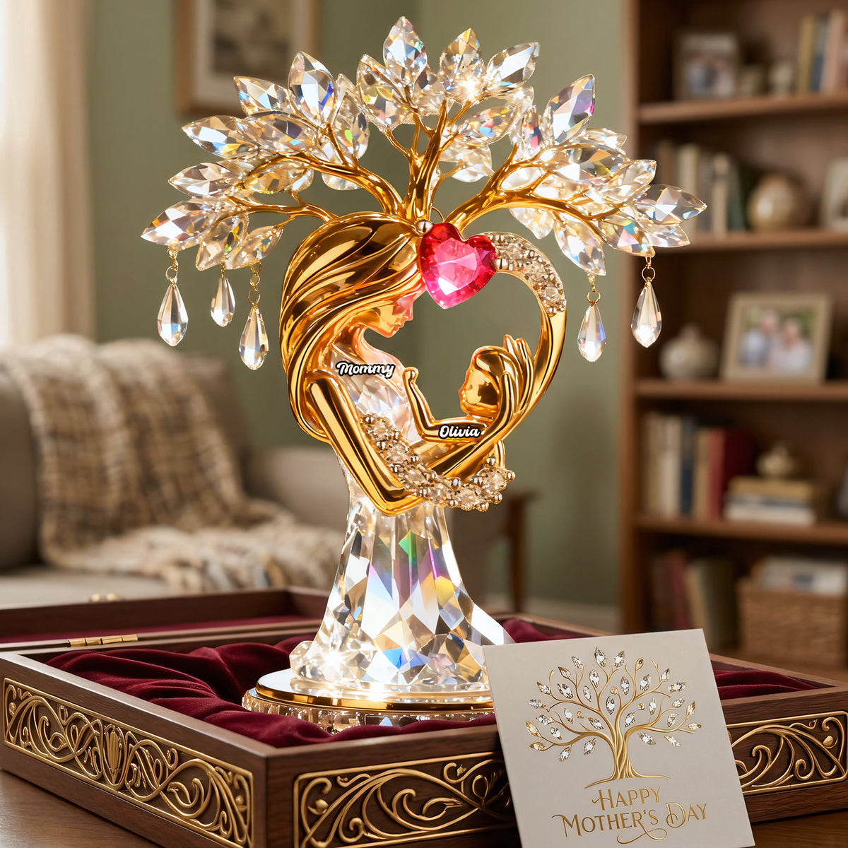 Gracefully Elegant Mom Tree Acrylic Plaque - Personalized Gifts For Mother's Day 03kita180326