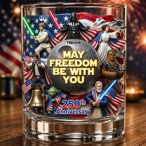 Freedom Across The Stars Round Glass - Personalized 250th Anniversary Gift 03TYDT020626