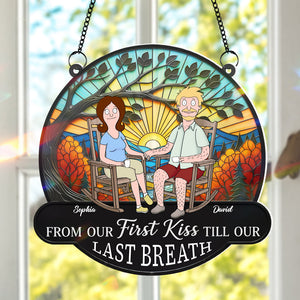 Funny Cartoon Couple Personalized Christmas Gifts For Couple Suncatcher Ornament 03ohtn300725pa
