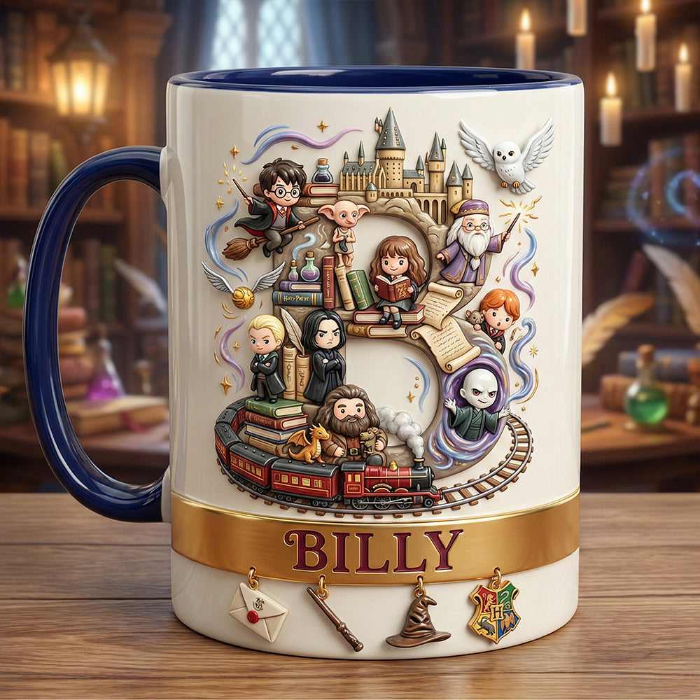 Enchanted Castle Alphabet Initial Letters Accent Mug, Personalized Gifts For Fantasy Lovers 03qhdt190126-Homacus