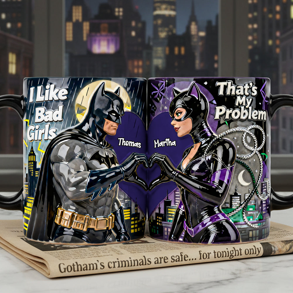 Set Of 2 Coffee Mugs - Shadow Couple - Personalized Coffee Mug Set 02nata100126