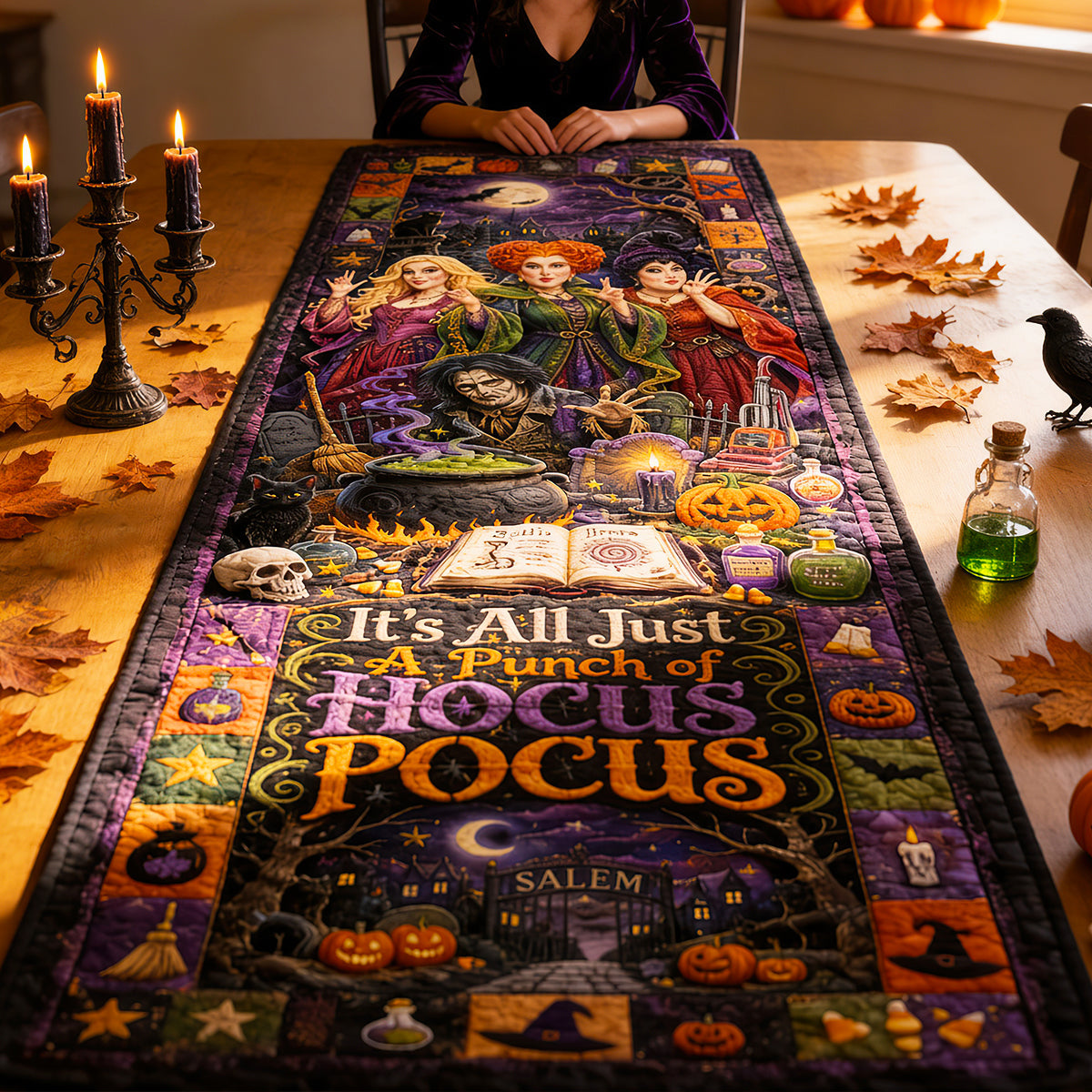 Midnight Spell Table Runner - Personalized Halloween Gifts 03hudt130826
