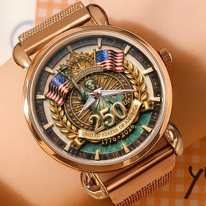 America 250th Anniversary Mesh Strap Quartz - Personalized Gifts 04paqn300126