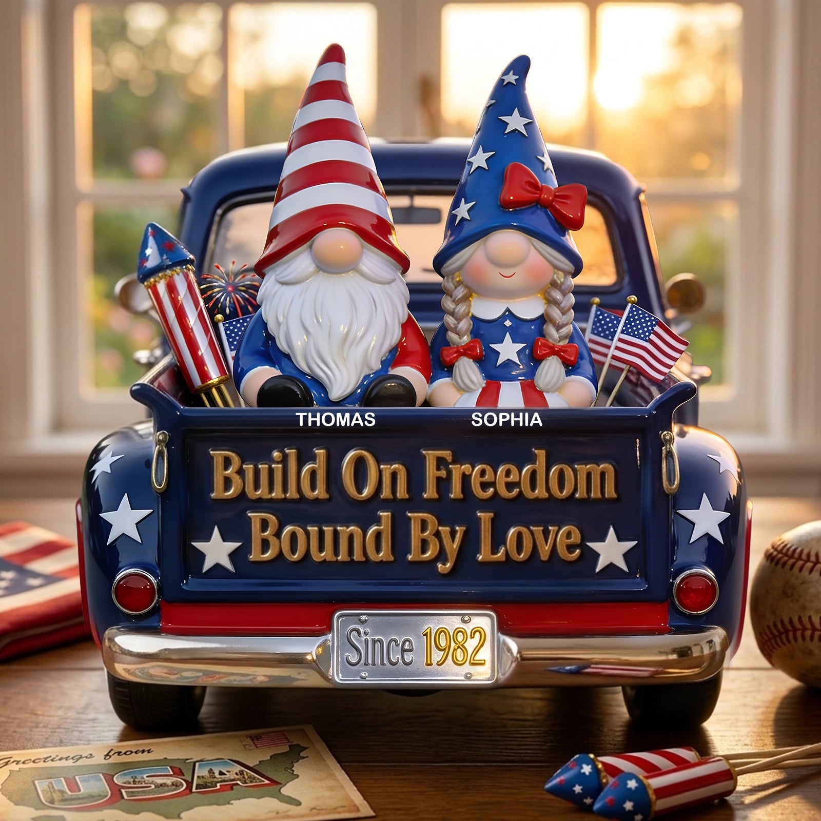 Gnome Couple 250th Anniversary Acrylic Plaque - Personalized Gifts For Patriotics Plaque 01PGLU070426