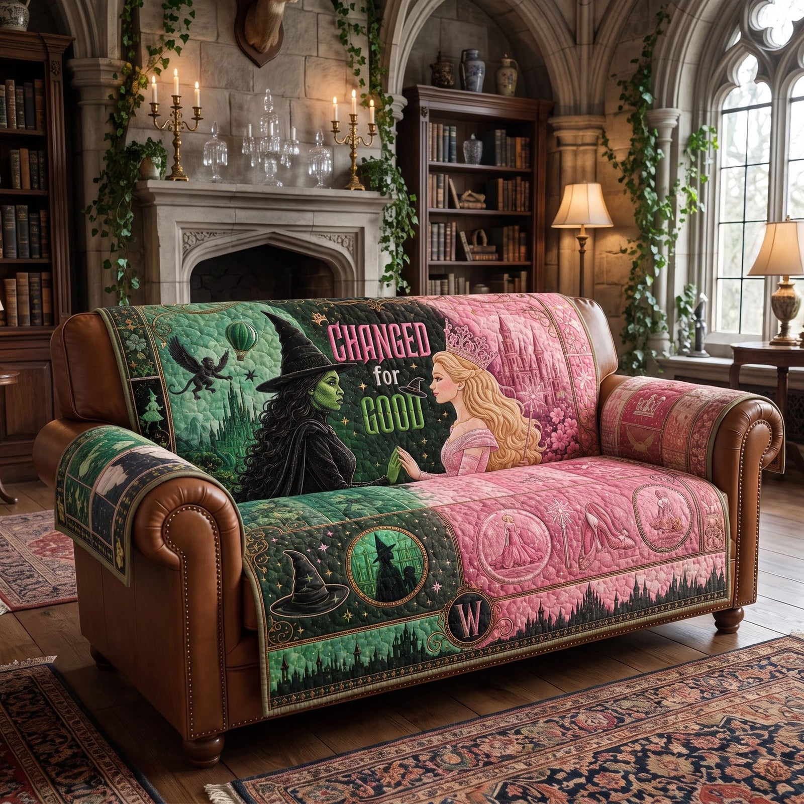 Enchanted Best Friends Quilted Sofa Cover Personalized Home Decor Gift 04HUQN290726