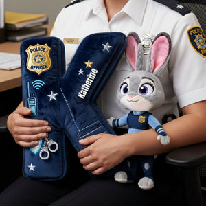 Cute Police Buddy Initial Pillow - Personalized Gift For Police Officer 01PGLU101225
