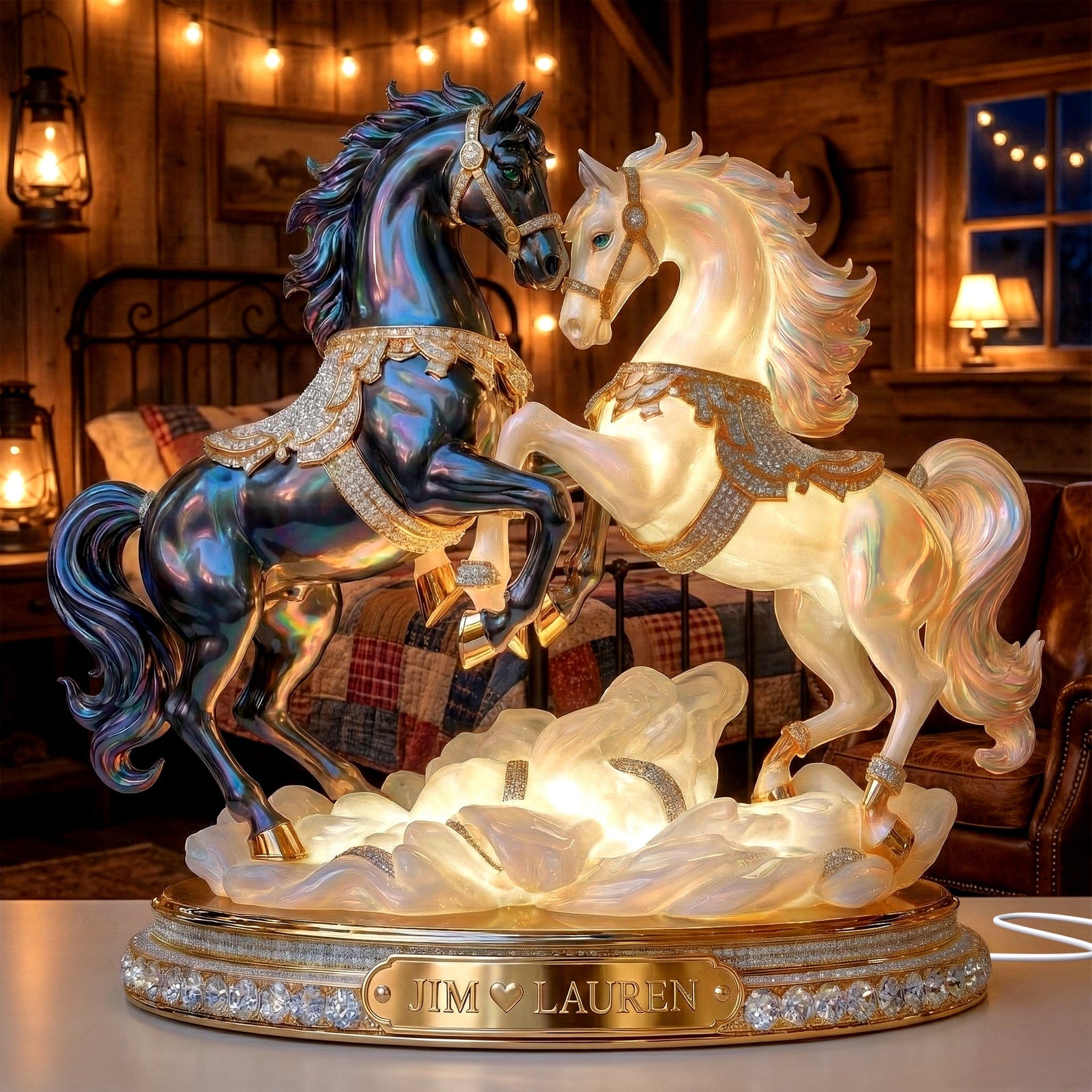 Luxury Horse Couple Light Box - Personalized Gifts For Couple & Horse Lover 06QHLU281125