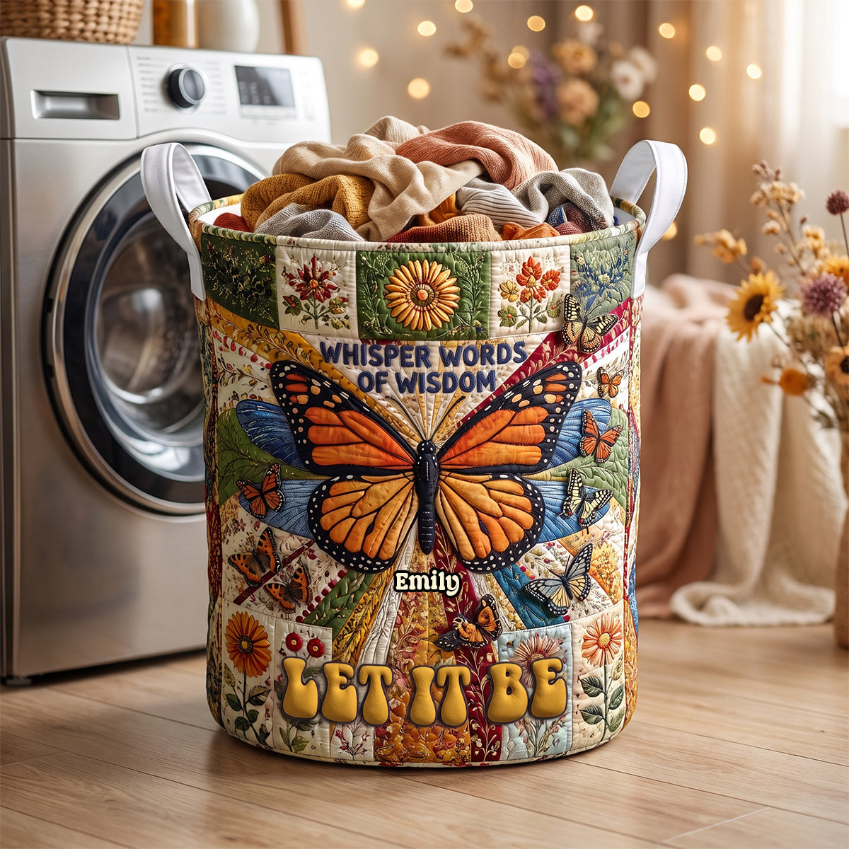 The Beatle Good Groove Butterfly Quilted Laundry Basket - Personalized Gift 04qhdh210726