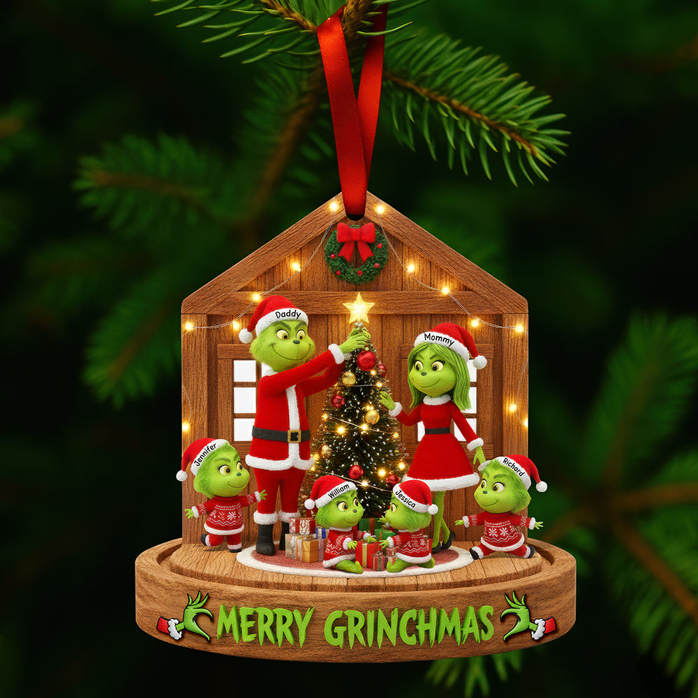 Fun Green Family Christmas Ornament, Personalized Gifts For Family 01qhqn180925