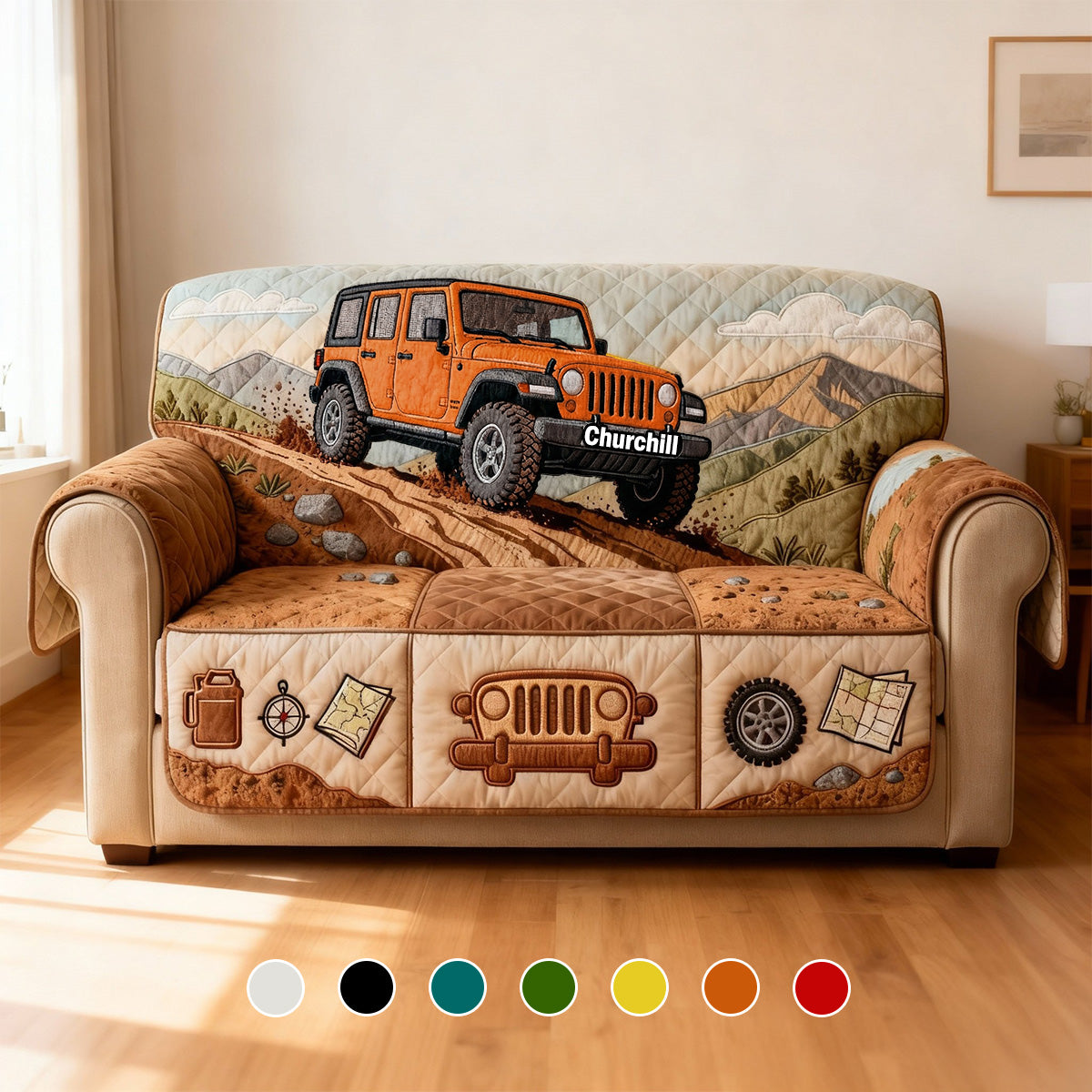 Off-Road Car Quilted Sofa Cover - Personalized Gifts For Off-Road Lovers 01kimg280126
