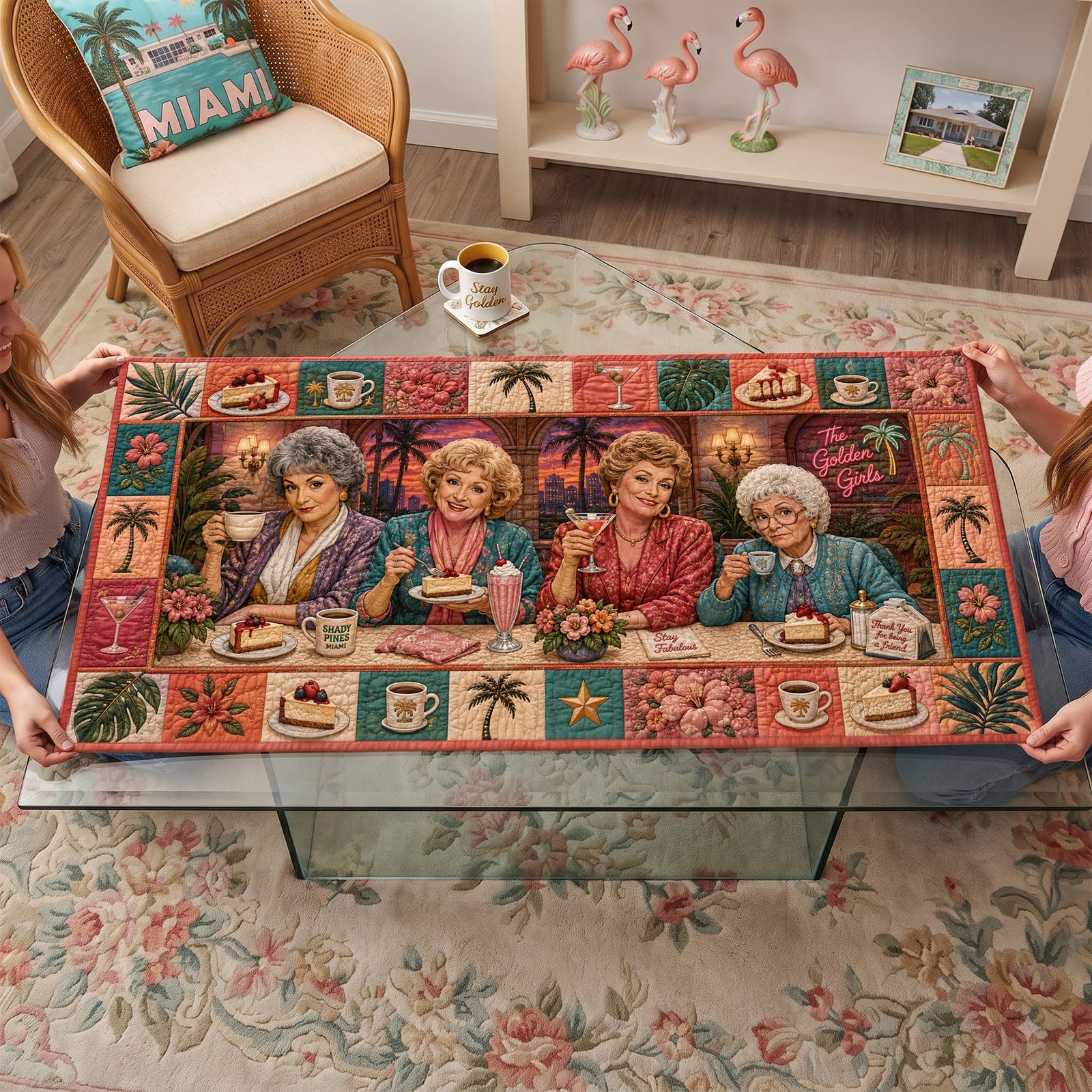 Retro Ladies Quilted Table Runner - Personalized Gifts 01nalu140826