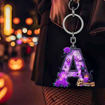 Alphabet Halloween Keychain Personalized Gifts For Cat Lovers 01PADT150825