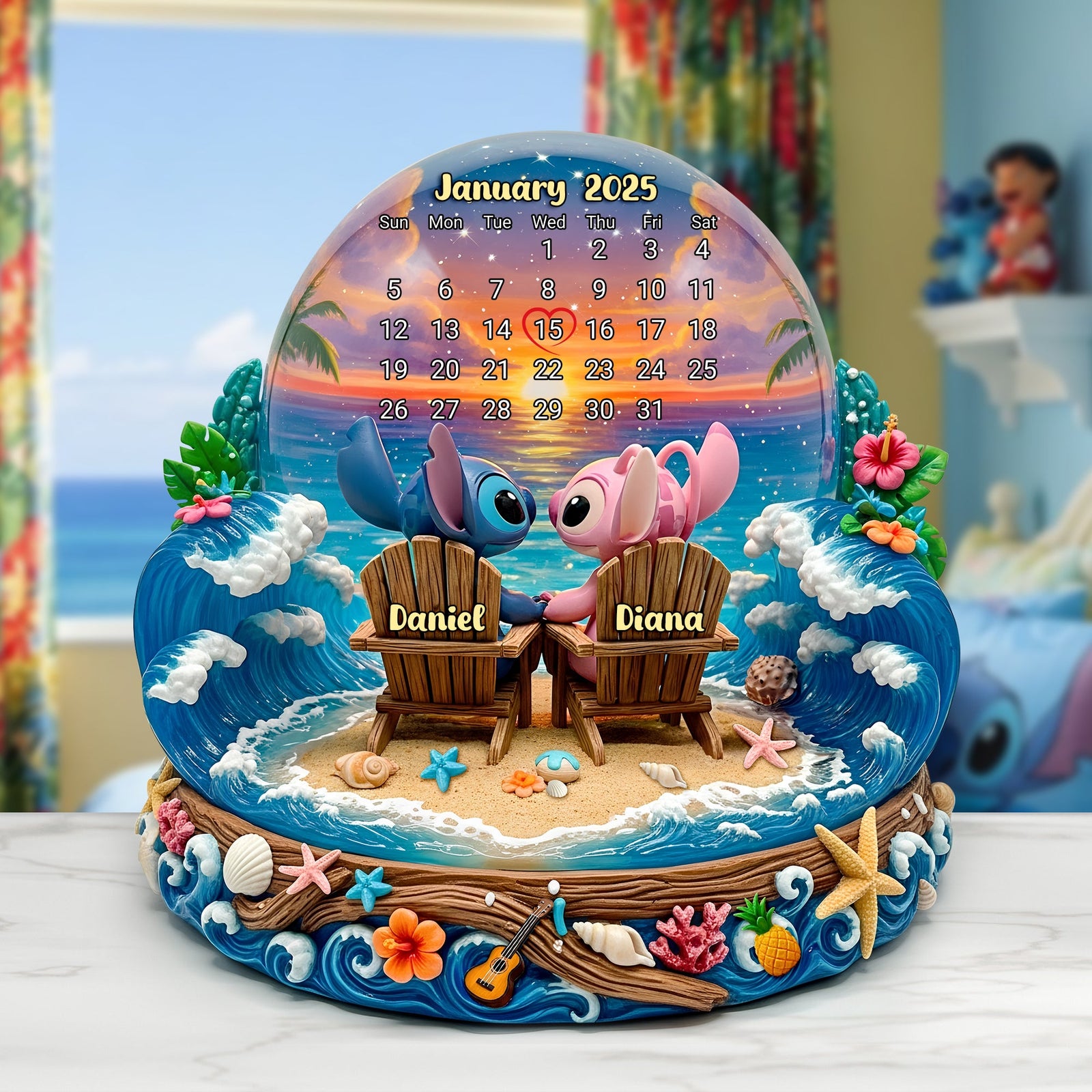 Cartoon Beach Couple Acrylic Plaque Personalized Gifts 02tolu260625