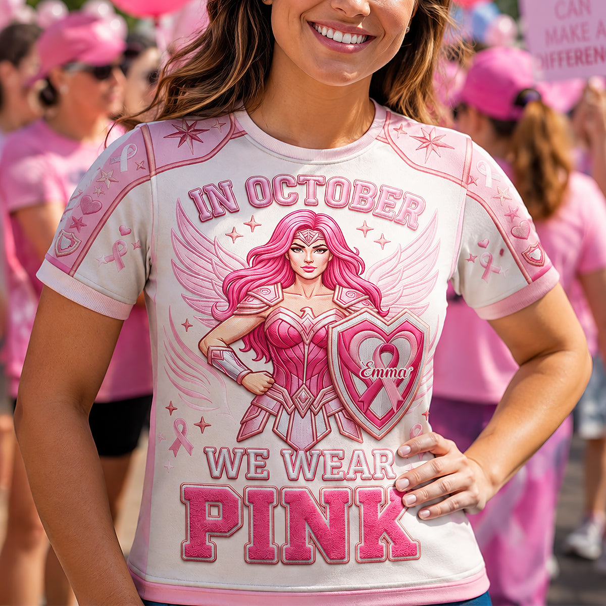 In October We Wear Pink 3D Shirt - Personalized Gifts For Cancer Awareness 03tydt010826