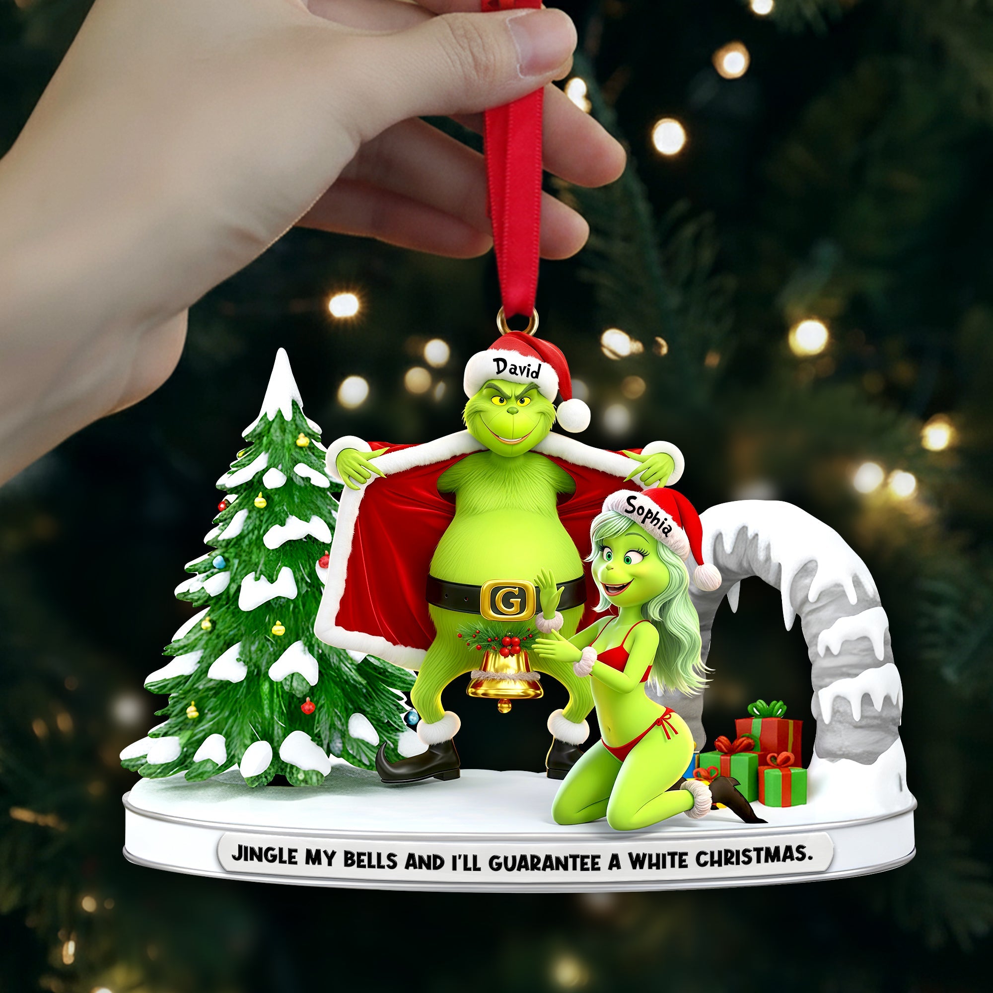 Cheeky Green Couple Ornament - Personalized Gifts For Couples 02OHLU101125