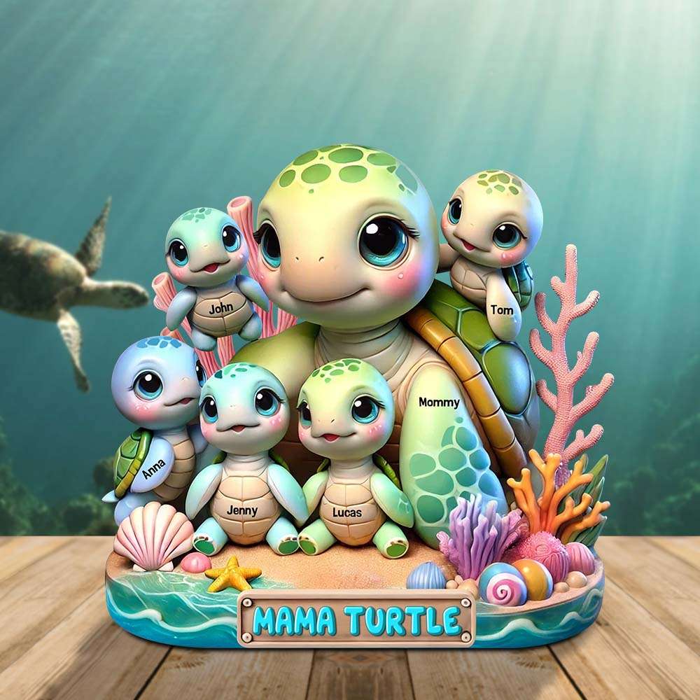 Turtle Mama Plaque - Personalized Gifts For Mom-Homacus
