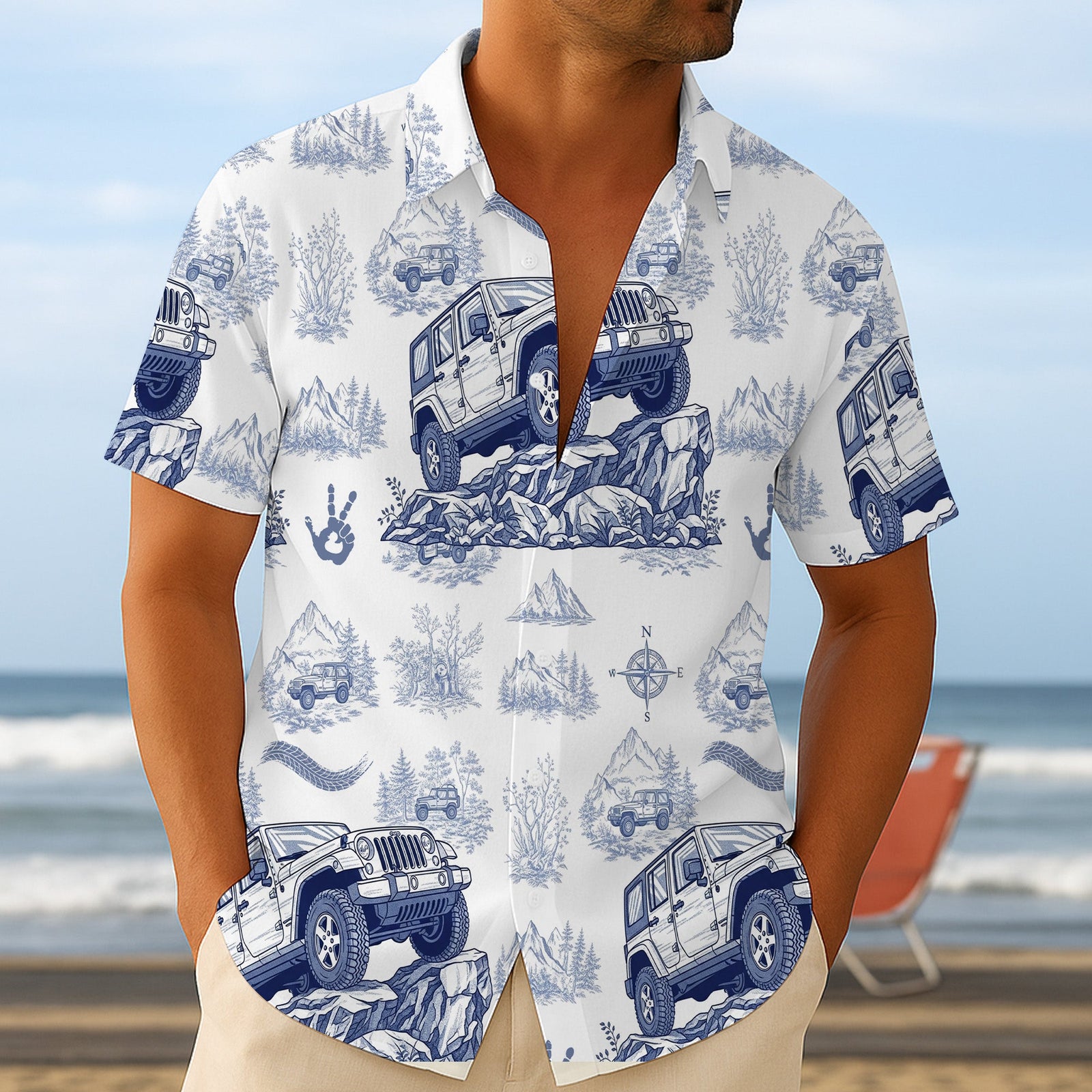 Hawaiian Shirt Gifts For Off-road Lovers, Vintage Toile Blue Pattern 02QHTN110625