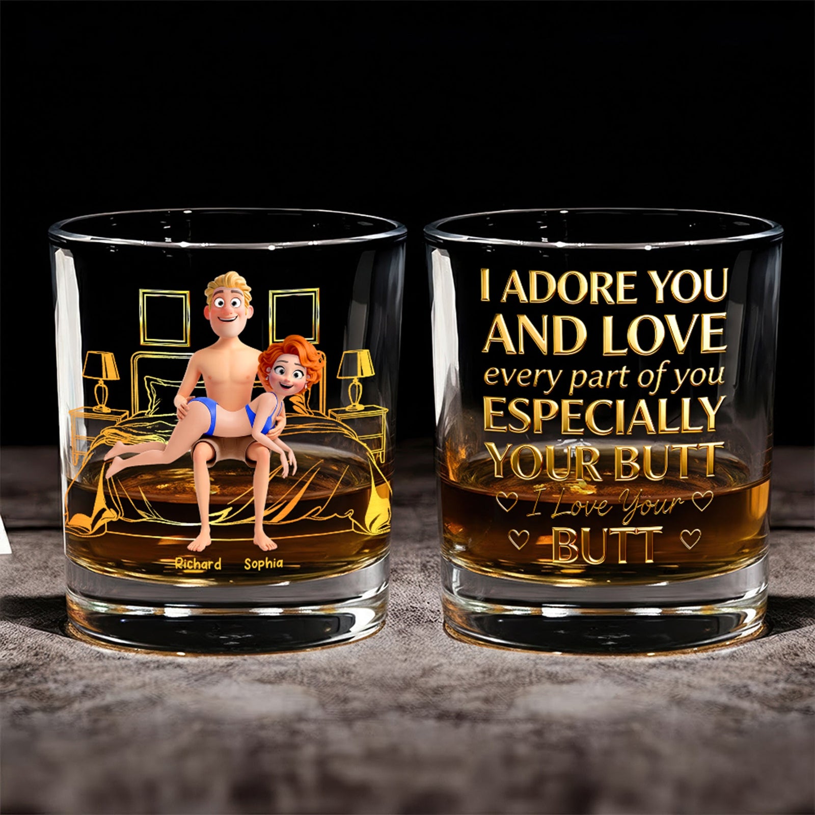 Naughty Couple Round Glass - Personalized Gifts For Couple 02ohqn161225 - Glass - GoDuckee