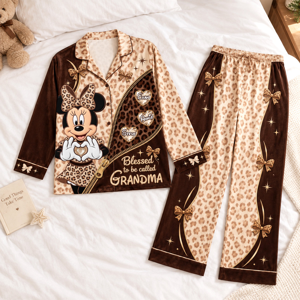 Grandma Leopard Pajama Set - Personalized Gifts For Grandma 01padh070926