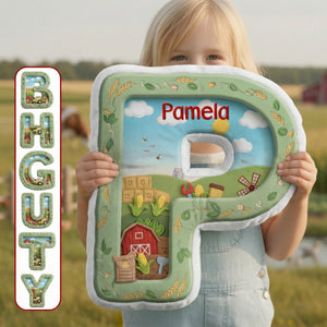 Farm Tractor Initial Letter Custom Shaped Pillow - Personalized Gifts For Kids 05kimg111225