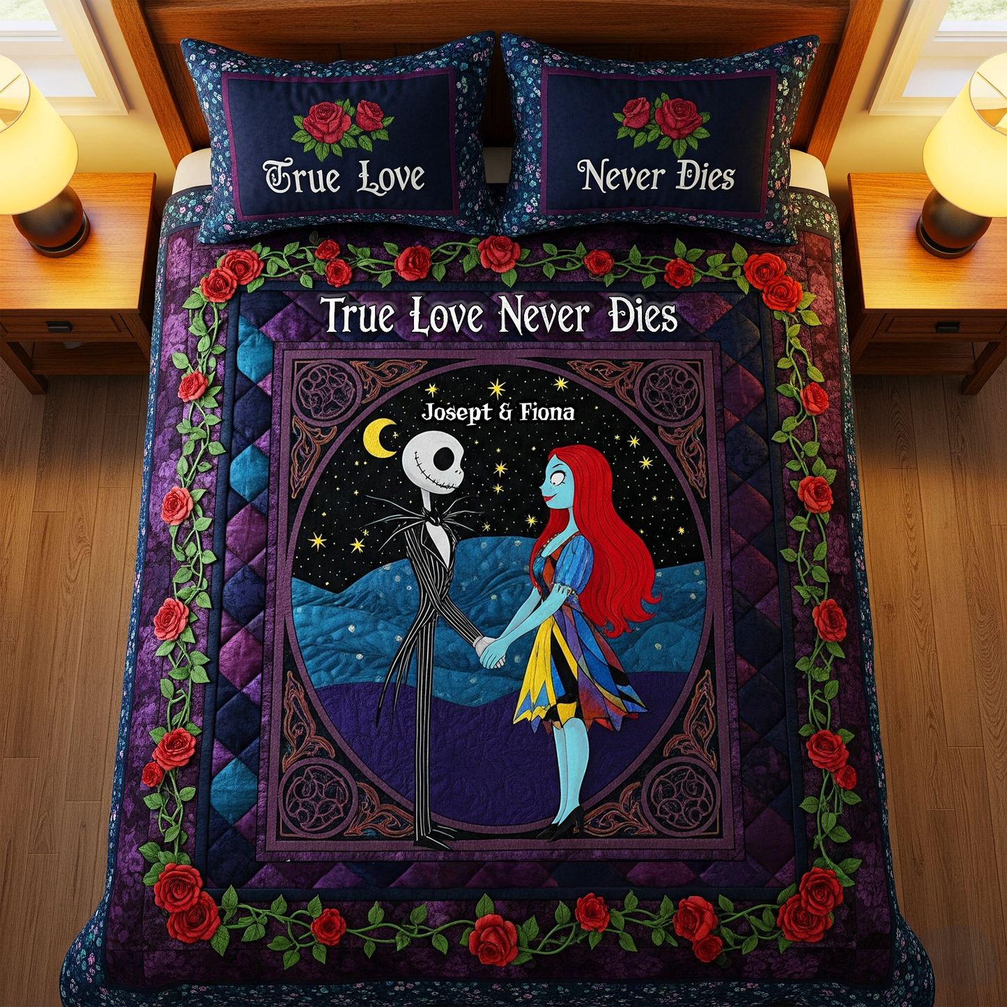 Skeleton Couple Quilt Bed Set - Personalized Gifts For Couple 06HULU080825