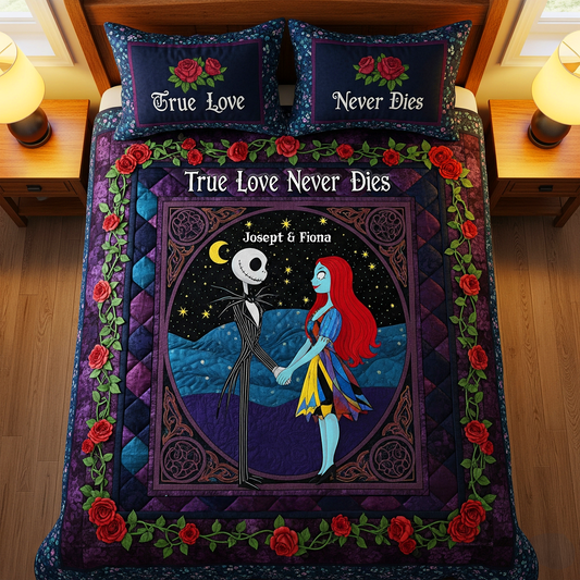 Skeleton Couple Quilt Bed Set - Personalized Gifts For Couple 06HULU080825