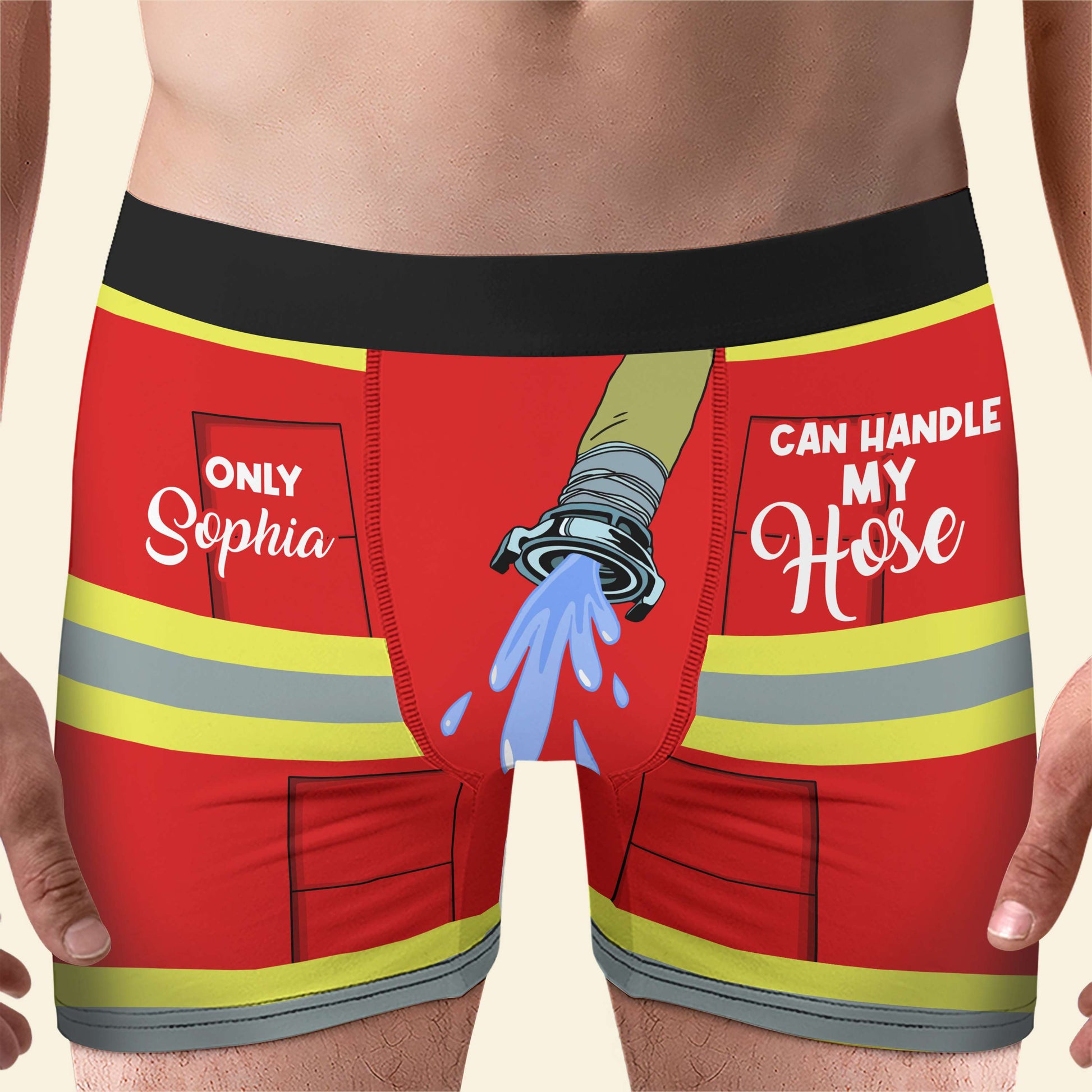 Only She Can Handle My Hose, Men Boxer Briefs, Funny Gift For Fireman - Boxer Briefs - GoDuckee