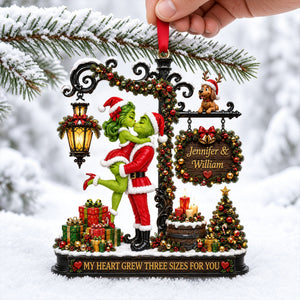 Romantic Kissing Couple Christmas Acrylic Ornament - Personalized Gifts For Couple 02tylu150926