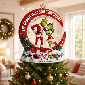Funny Couple Acrylic Christmas Tree Topper - Personalized Gifts For Couple 02totn250826