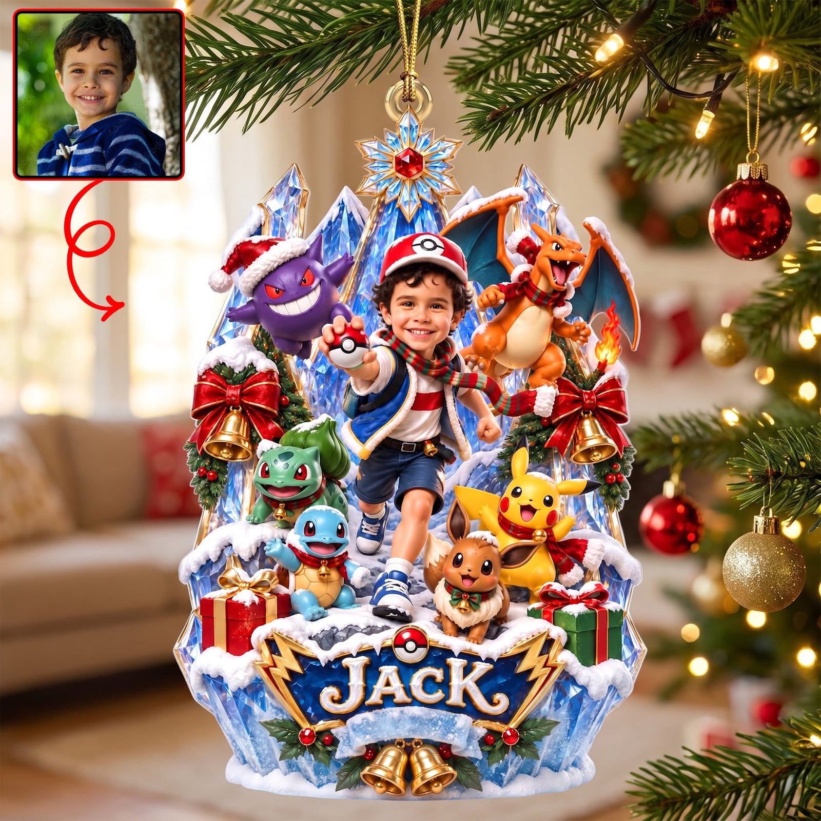 Cute Creature Christmas Ornament - Custom Photo Gifts For Kids 03haqn090926