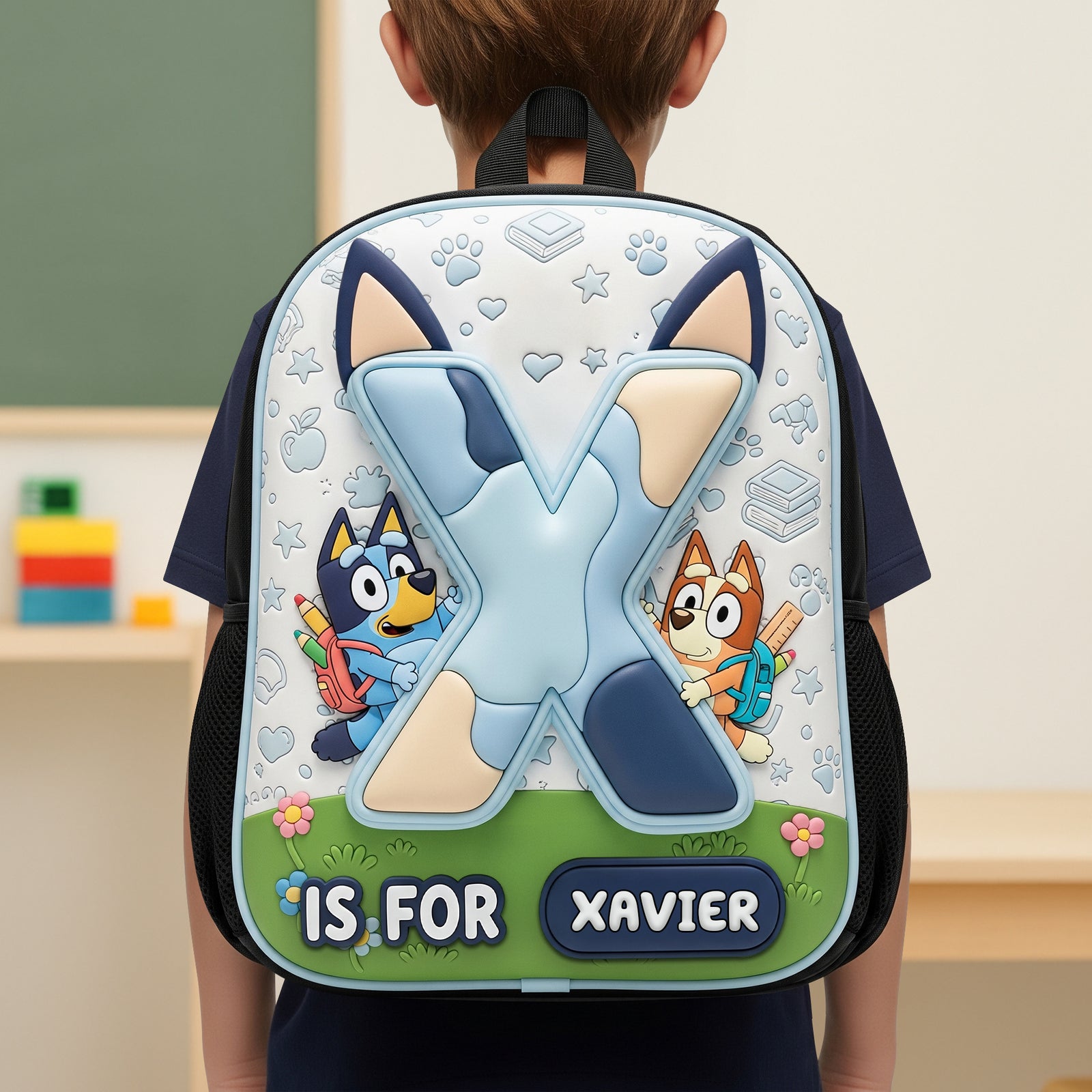 Cute Cartoon Initial Letter Alphabet School Bag Personalized Gifts For Kids 03QHDT060825