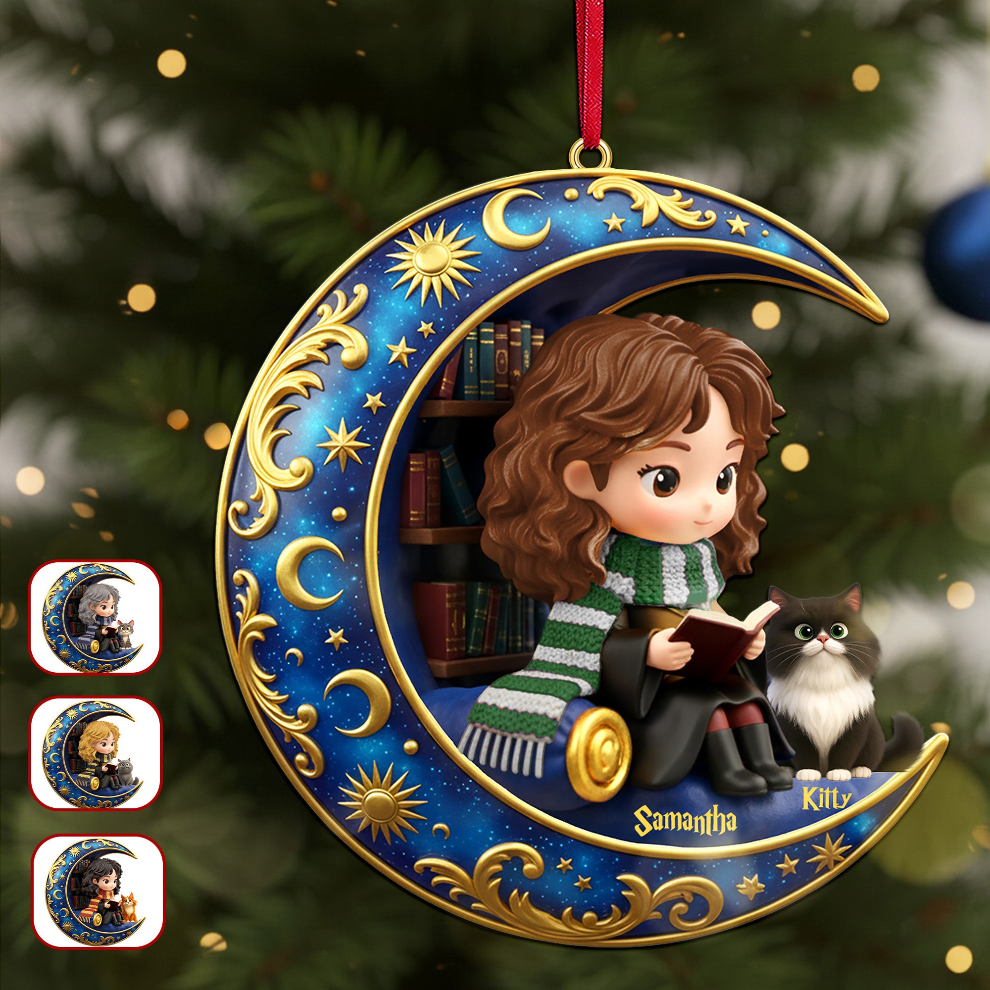 Little Girl Loves Books And Cat, Personalized Gifts Christmas Ornament 04pamg301025