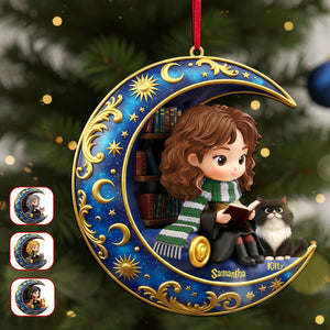Little Girl Loves Books And Cat, Personalized Gifts Christmas Ornament 04pamg301025