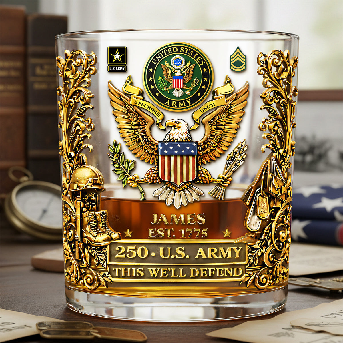Proud Veteran 250th Anniversary Round Glass - Personalized Gifts For Veterans 02ohta120226