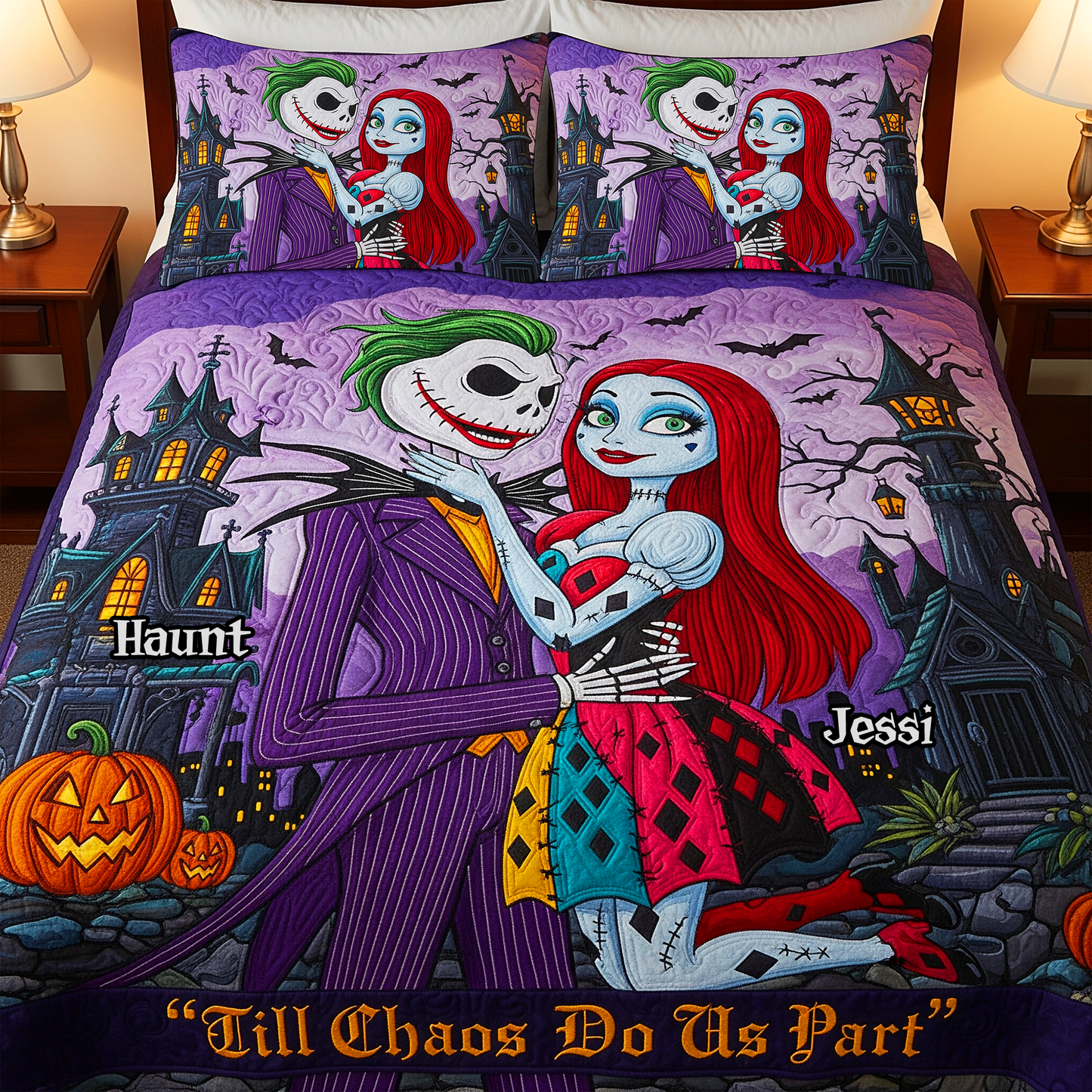 Spooky Couple Quilt Bed Set Special Line – Personalized Gifts For Couple 04NALU090825