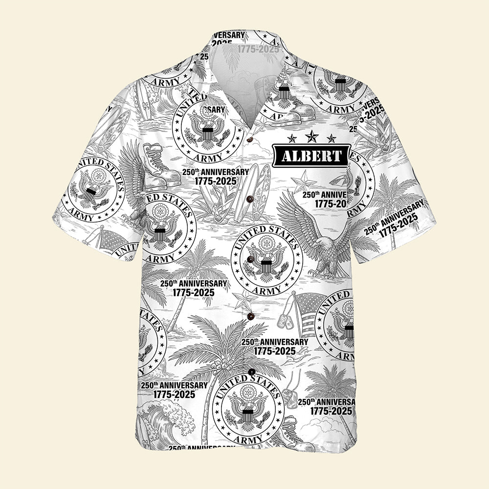 Military Hawaiian Shirt – Personalized 250th Anniversary Gift for Soldiers 04huqn110725